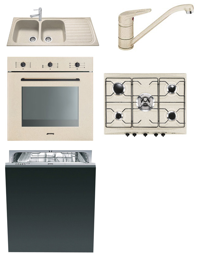 KIT SMEG LAVELLO, FORNO, MISCELATORE, LAVASTOVIGLIE, PIANO COTTURA 70 CM AVENA